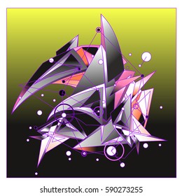 Vector of triangle fractal geometric 3d forms. Modern info banner abstract backgrounds for poster, message presentations or identity layouts. Graphic template and ideas.