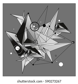Vector of triangle fractal geometric 3d forms. Modern info banner abstract backgrounds for poster, message presentations or identity layouts. Graphic template and ideas.