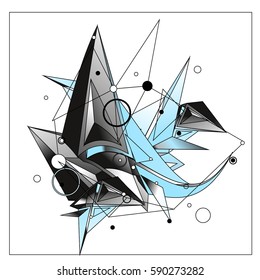 Vector of triangle fractal geometric 3d forms. Modern info banner abstract backgrounds for poster, message presentations or identity layouts. Graphic template and ideas.