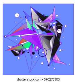 Vector of triangle fractal geometric 3d forms. Modern info banner abstract backgrounds for poster, message presentations or identity layouts. Graphic template and ideas.