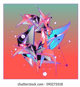 Vector of triangle fractal geometric 3d forms. Modern info banner abstract backgrounds for poster, message presentations or identity layouts. Graphic template and ideas.
