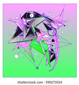 Vector of triangle fractal geometric 3d forms. Modern info banner abstract backgrounds for poster, message presentations or identity layouts. Graphic template and ideas.