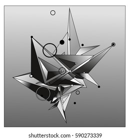 Vector of triangle fractal geometric 3d forms. Modern info banner abstract backgrounds for poster, message presentations or identity layouts. Graphic template and ideas.