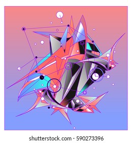Vector of triangle fractal geometric 3d forms. Modern info banner abstract backgrounds for poster, message presentations or identity layouts. Graphic template and ideas.