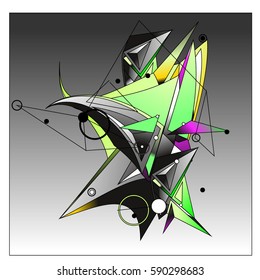 Vector of triangle fractal geometric 3d forms. Modern info banner abstract backgrounds for poster, message presentations or identity layouts. Graphic template and ideas.