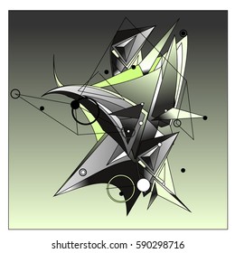 Vector of triangle fractal geometric 3d forms. Modern info banner abstract backgrounds for poster, message presentations or identity layouts. Graphic template and ideas.
