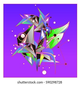 Vector of triangle fractal geometric 3d forms. Modern info banner abstract backgrounds for poster, message presentations or identity layouts. Graphic template and ideas.