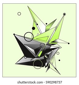 Vector of triangle fractal geometric 3d forms. Modern info banner abstract backgrounds for poster, message presentations or identity layouts. Graphic template and ideas.