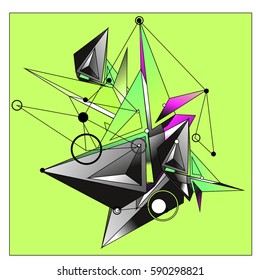 Vector of triangle fractal geometric 3d forms. Modern info banner abstract backgrounds for poster, message presentations or identity layouts. Graphic template and ideas.
