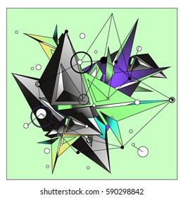 Vector of triangle fractal geometric 3d forms. Modern info banner abstract backgrounds for poster, message presentations or identity layouts. Graphic template and ideas.
