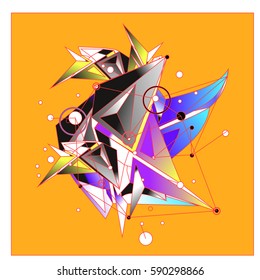 Vector of triangle fractal geometric 3d forms. Modern info banner abstract backgrounds for poster, message presentations or identity layouts. Graphic template and ideas.