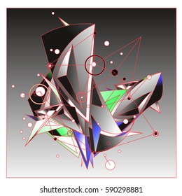 Vector of triangle fractal geometric 3d forms. Modern info banner abstract backgrounds for poster, message presentations or identity layouts. Graphic template and ideas.