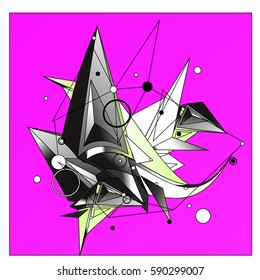 Vector of triangle fractal geometric 3d forms. Modern info banner abstract backgrounds for poster, message presentations or identity layouts. Graphic template and ideas.