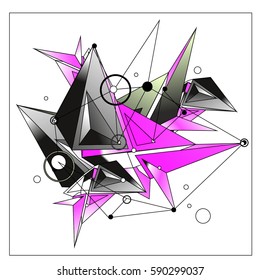 Vector of triangle fractal geometric 3d forms. Modern info banner abstract backgrounds for poster, message presentations or identity layouts. Graphic template and ideas.