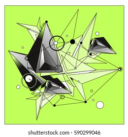 Vector of triangle fractal geometric 3d forms. Modern info banner abstract backgrounds for poster, message presentations or identity layouts. Graphic template and ideas.