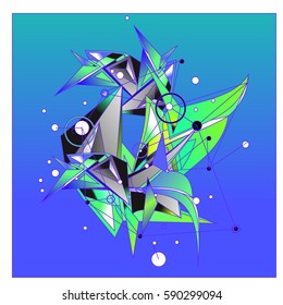 Vector of triangle fractal geometric 3d forms. Modern info banner abstract backgrounds for poster, message presentations or identity layouts. Graphic template and ideas.