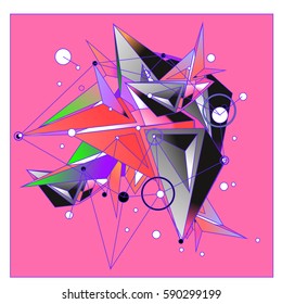 Vector of triangle fractal geometric 3d forms. Modern info banner abstract backgrounds for poster, message presentations or identity layouts. Graphic template and ideas.