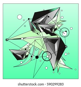 Vector of triangle fractal geometric 3d forms. Modern info banner abstract backgrounds for poster, message presentations or identity layouts. Graphic template and ideas.