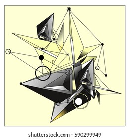 Vector of triangle fractal geometric 3d forms. Modern info banner abstract backgrounds for poster, message presentations or identity layouts. Graphic template and ideas.