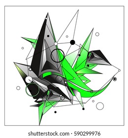 Vector of triangle fractal geometric 3d forms. Modern info banner abstract backgrounds for poster, message presentations or identity layouts. Graphic template and ideas.