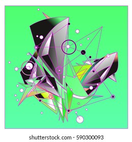 Vector of triangle fractal geometric 3d forms. Modern info banner abstract backgrounds for poster, message presentations or identity layouts. Graphic template and ideas.