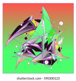 Vector of triangle fractal geometric 3d forms. Modern info banner abstract backgrounds for poster, message presentations or identity layouts. Graphic template and ideas.