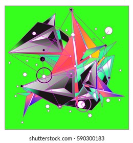 Vector of triangle fractal geometric 3d forms. Modern info banner abstract backgrounds for poster, message presentations or identity layouts. Graphic template and ideas.