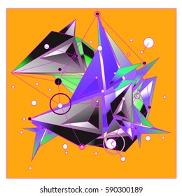 Vector of triangle fractal geometric 3d forms. Modern info banner abstract backgrounds for poster, message presentations or identity layouts. Graphic template and ideas.
