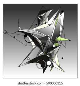 Vector of triangle fractal geometric 3d forms. Modern info banner abstract backgrounds for poster, message presentations or identity layouts. Graphic template and ideas.