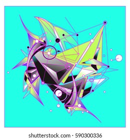 Vector of triangle fractal geometric 3d forms. Modern info banner abstract backgrounds for poster, message presentations or identity layouts. Graphic template and ideas.