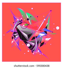 Vector of triangle fractal geometric 3d forms. Modern info banner abstract backgrounds for poster, message presentations or identity layouts. Graphic template and ideas.