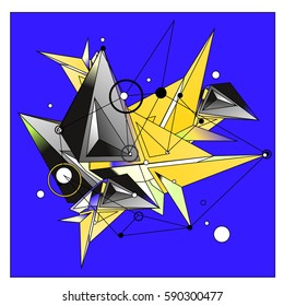 Vector of triangle fractal geometric 3d forms. Modern info banner abstract backgrounds for poster, message presentations or identity layouts. Graphic template and ideas.