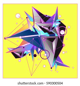 Vector of triangle fractal geometric 3d forms. Modern info banner abstract backgrounds for poster, message presentations or identity layouts. Graphic template and ideas.