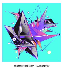 Vector of triangle fractal geometric 3d forms. Modern info banner abstract backgrounds for poster, message presentations or identity layouts. Graphic template and ideas.