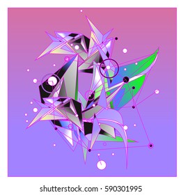 Vector of triangle fractal geometric 3d forms. Modern info banner abstract backgrounds for poster, message presentations or identity layouts. Graphic template and ideas.