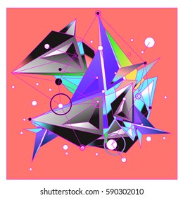 Vector of triangle fractal geometric 3d forms. Modern info banner abstract backgrounds for poster, message presentations or identity layouts. Graphic template and ideas.