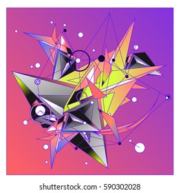 Vector of triangle fractal geometric 3d forms. Modern info banner abstract backgrounds for poster, message presentations or identity layouts. Graphic template and ideas.
