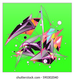 Vector of triangle fractal geometric 3d forms. Modern info banner abstract backgrounds for poster, message presentations or identity layouts. Graphic template and ideas.