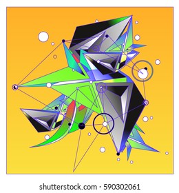 Vector of triangle fractal geometric 3d forms. Modern info banner abstract backgrounds for poster, message presentations or identity layouts. Graphic template and ideas.