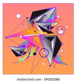 Vector of triangle fractal geometric 3d forms. Modern info banner abstract backgrounds for poster, message presentations or identity layouts. Graphic template and ideas.