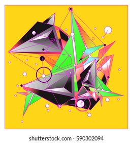 Vector of triangle fractal geometric 3d forms. Modern info banner abstract backgrounds for poster, message presentations or identity layouts. Graphic template and ideas.