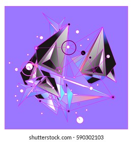 Vector of triangle fractal geometric 3d forms. Modern info banner abstract backgrounds for poster, message presentations or identity layouts. Graphic template and ideas.