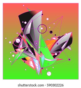 Vector of triangle fractal geometric 3d forms. Modern info banner abstract backgrounds for poster, message presentations or identity layouts. Graphic template and ideas.