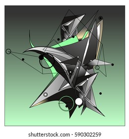 Vector of triangle fractal geometric 3d forms. Modern info banner abstract backgrounds for poster, message presentations or identity layouts. Graphic template and ideas.