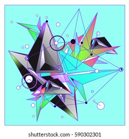 Vector of triangle fractal geometric 3d forms. Modern info banner abstract backgrounds for poster, message presentations or identity layouts. Graphic template and ideas.