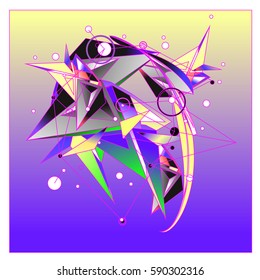 Vector of triangle fractal geometric 3d forms. Modern info banner abstract backgrounds for poster, message presentations or identity layouts. Graphic template and ideas.
