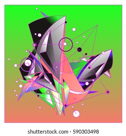 Vector of triangle fractal geometric 3d forms. Modern info banner abstract backgrounds for poster, message presentations or identity layouts. Graphic template and ideas.