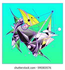 Vector of triangle fractal geometric 3d forms. Modern info banner abstract backgrounds for poster, message presentations or identity layouts. Graphic template and ideas.