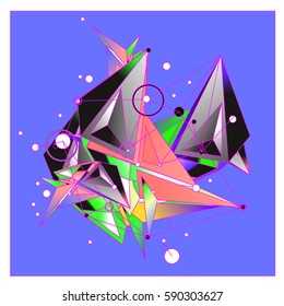 Vector of triangle fractal geometric 3d forms. Modern info banner abstract backgrounds for poster, message presentations or identity layouts. Graphic template and ideas.