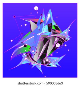 Vector of triangle fractal geometric 3d forms. Modern info banner abstract backgrounds for poster, message presentations or identity layouts. Graphic template and ideas.